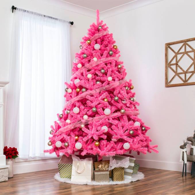 estacional Best Choice Products Árbol de Navidad de abeto artificial rosa con soporte plegable belleza08BN193