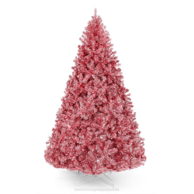estacional Best Choice Products Árbol de Navidad de oropel artificial rosa con soporte plegable belleza08BN178