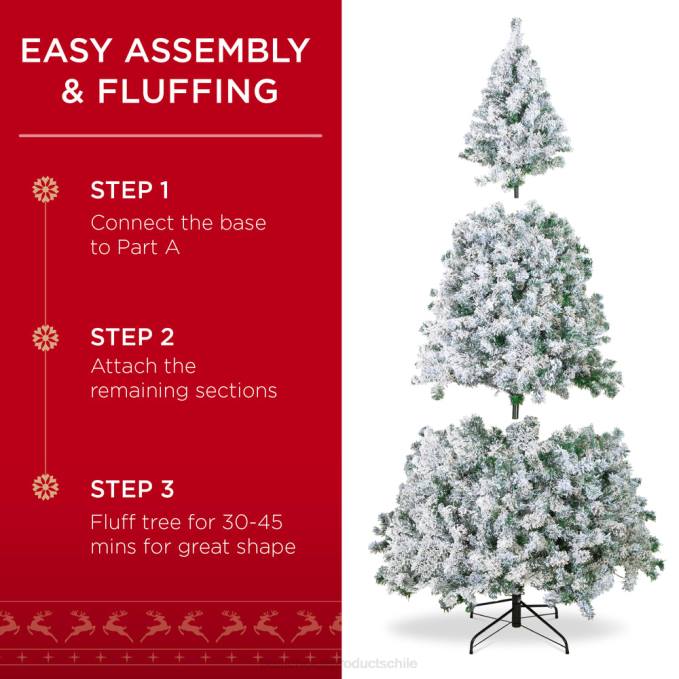 estacional Best Choice Products Árbol de Navidad de pino artificial flocado con nieve premium con base de metal plegable belleza08BN17