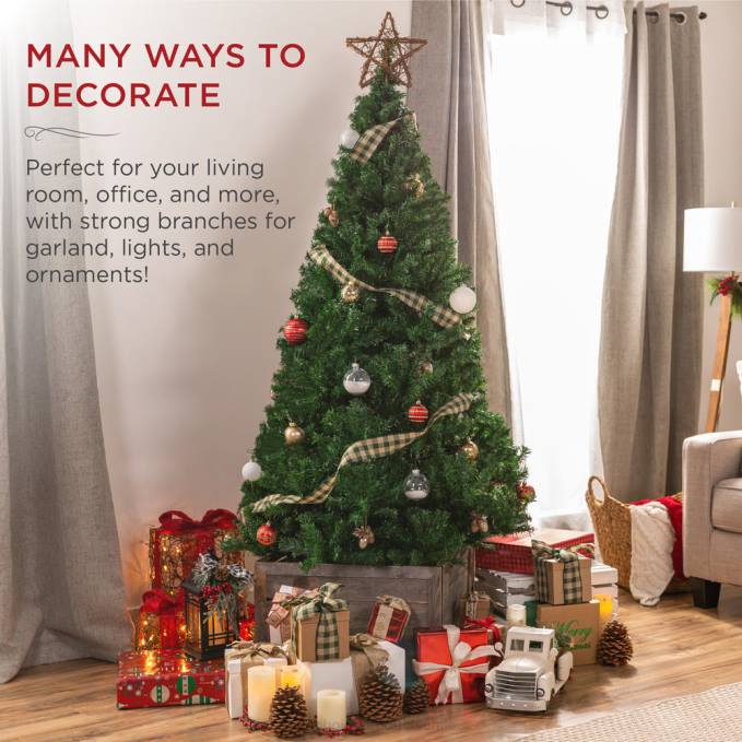 estacional Best Choice Products Árbol de Navidad de pino artificial premium con base de metal plegable. belleza08BN133