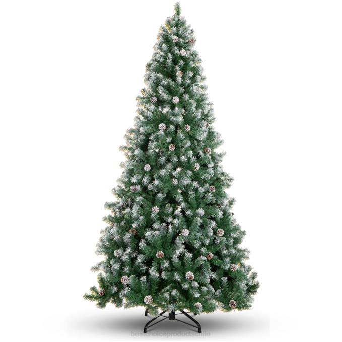 estacional Best Choice Products árbol de Navidad predecorado con piñas y puntas de ramas flocadas belleza08BN102
