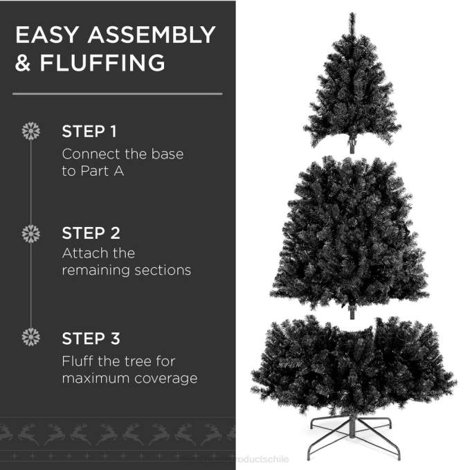 estacional Best Choice Products árbol de navidad artificial negro con fácil montaje, soporte de metal plegable belleza08BN115