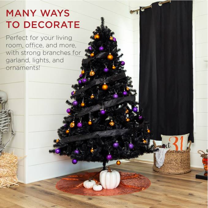 estacional Best Choice Products árbol de navidad artificial negro con fácil montaje, soporte de metal plegable belleza08BN115