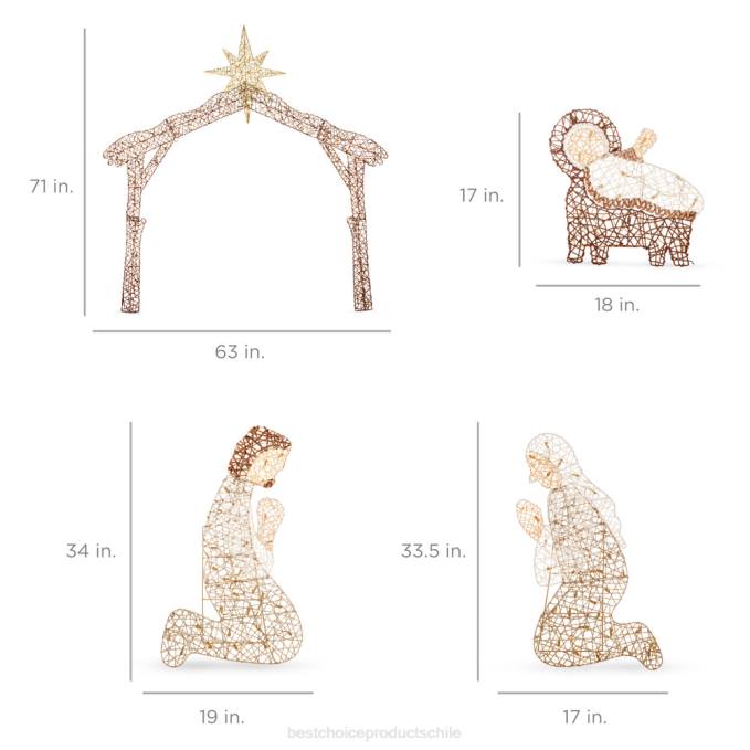 estacional Best Choice Products Belén navideño iluminado decoración exterior con luces LED marrón08BN20