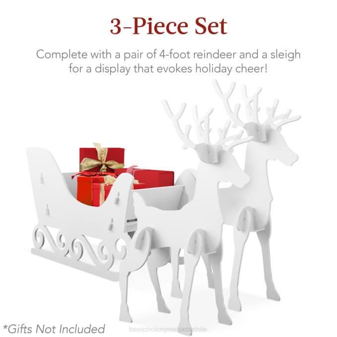 estacional Best Choice Products Conjunto de silueta de ciervo y trineo de 3 piezas para decoración de jardín navideño con estacas blanco08BN231