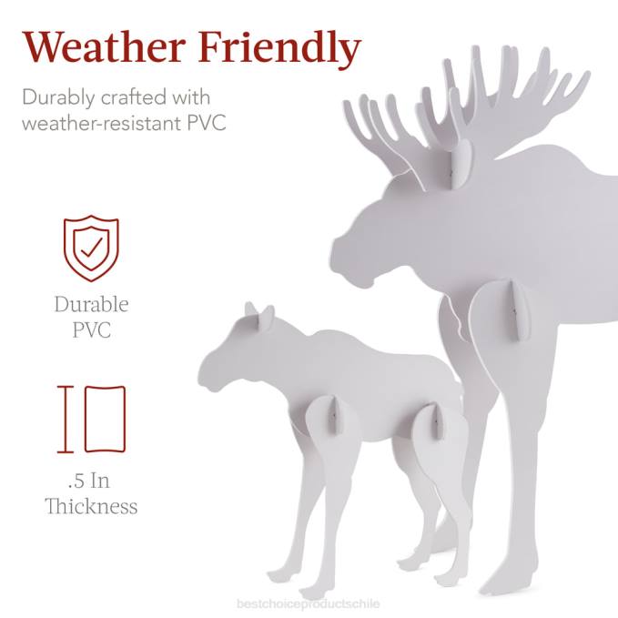 estacional Best Choice Products Conjunto de silueta familiar de alces de 2 piezas para decoración de jardín navideño con estacas blanco08BN172