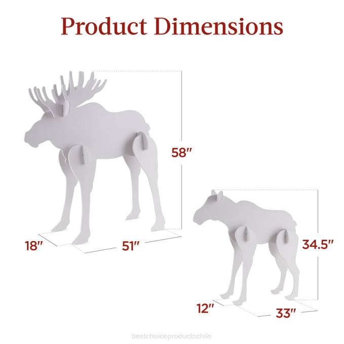 estacional Best Choice Products Conjunto de silueta familiar de alces de 2 piezas para decoración de jardín navideño con estacas blanco08BN172