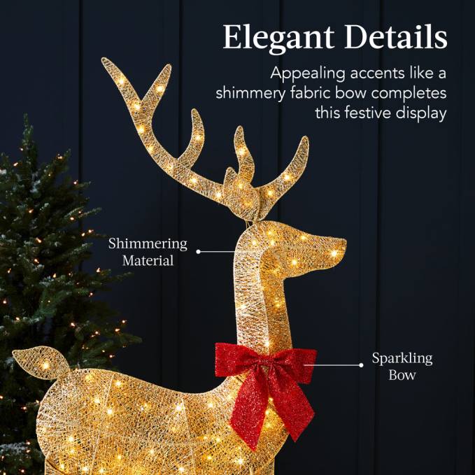 estacional Best Choice Products Decoración al aire libre iluminada en 2D con forma de dólar navideño con 105 luces LED oro08BN145