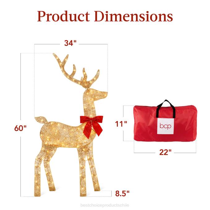 estacional Best Choice Products Decoración al aire libre iluminada en 2D con forma de dólar navideño con 105 luces LED oro08BN145