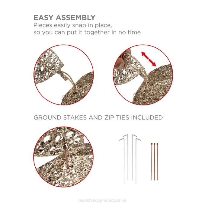 estacional Best Choice Products Decoración de jardín de renos navideños con brillo dorado preiluminado en 3D de 5 pies con 150 luces oro08BN65