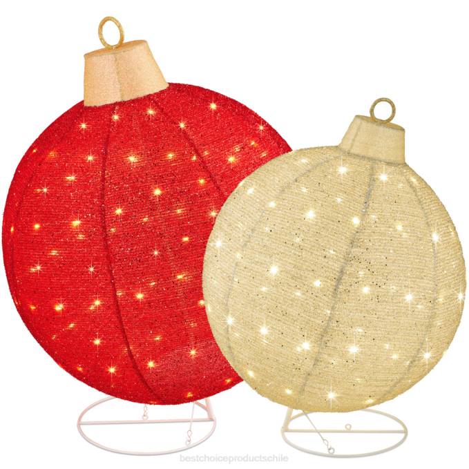 estacional Best Choice Products Decoración emergente iluminada de adornos navideños de 2 piezas con 180 luces LED y soporte oro rojo08BN265