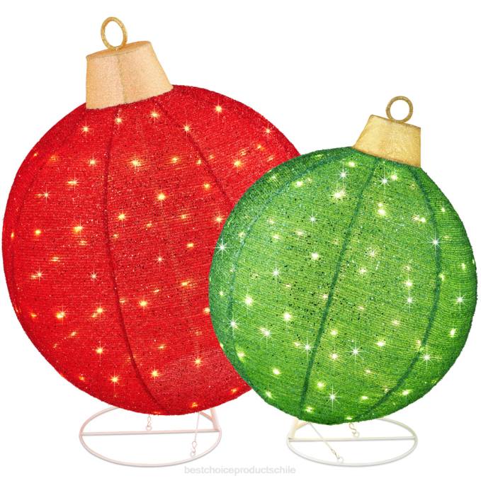 estacional Best Choice Products Decoración emergente iluminada de adornos navideños de 2 piezas con 180 luces LED y soporte rojo verde08BN264