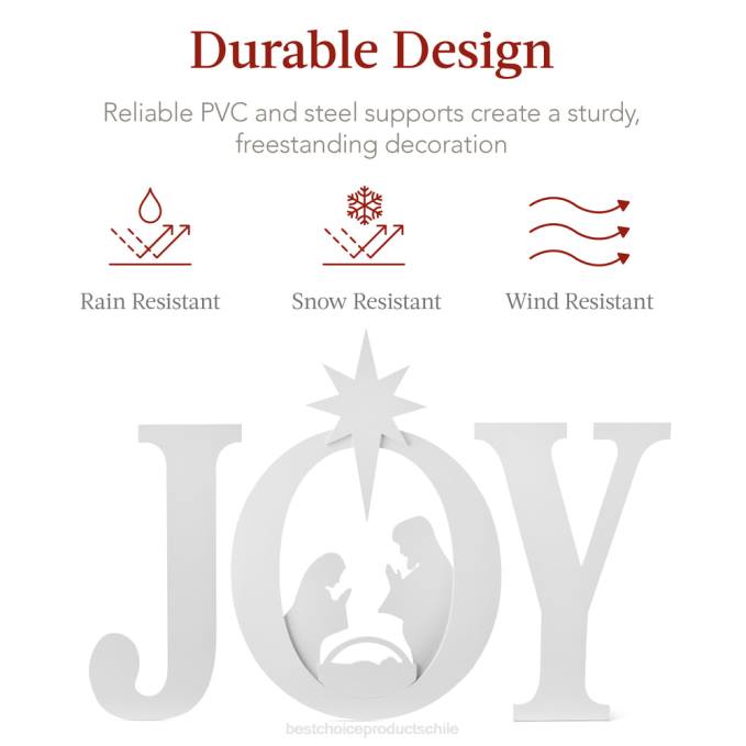 estacional Best Choice Products Decoración navideña de jardín de 3 piezas con estacas para el suelo blanco08BN62