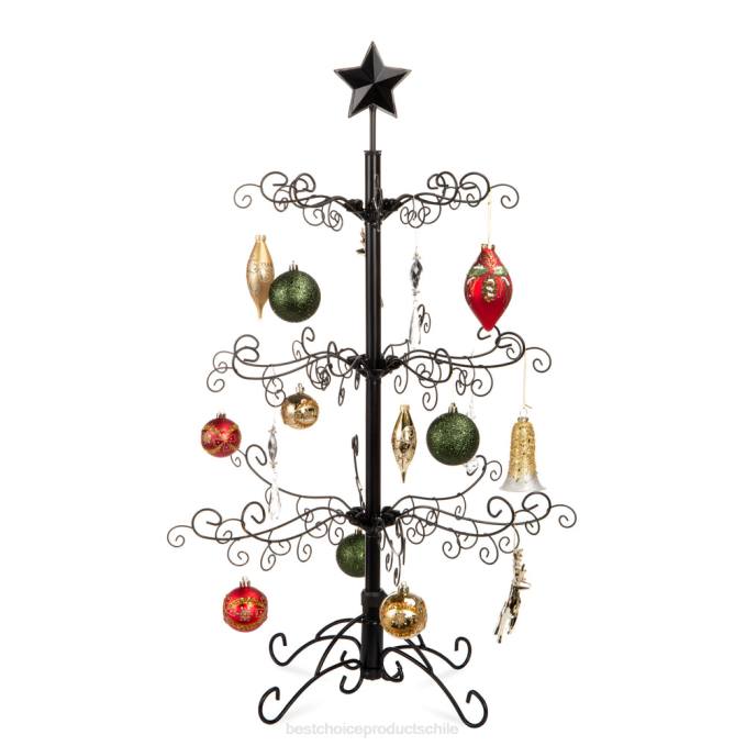 estacional Best Choice Products Expositor de adorno para árbol de Navidad de hierro forjado con fácil montaje negro08BN142