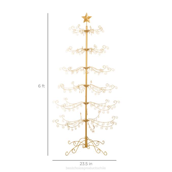 estacional Best Choice Products Expositor de adorno para árbol de Navidad de hierro forjado con fácil montaje oro08BN140