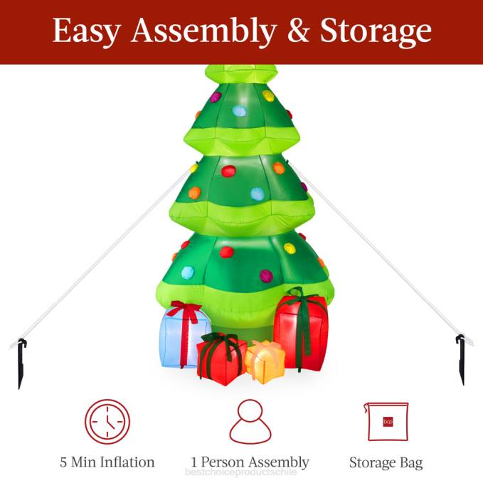 estacional Best Choice Products Árbol de Navidad inflable decoración inflable para exteriores con 10 luces LED verde08BN143