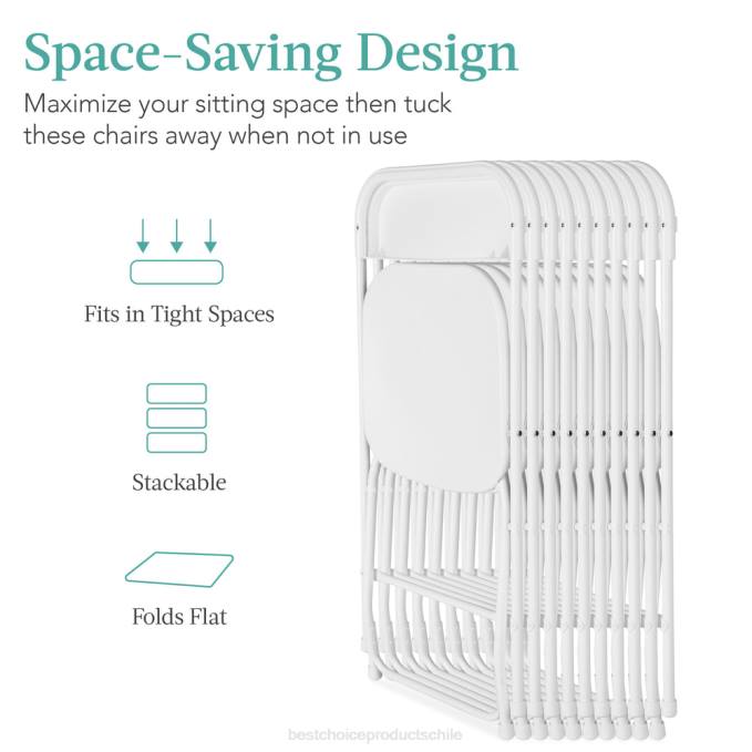 estacional Best Choice Products Juego de 10 sillas plegables apilables de plástico con patas antideslizantes. blanco08BN251