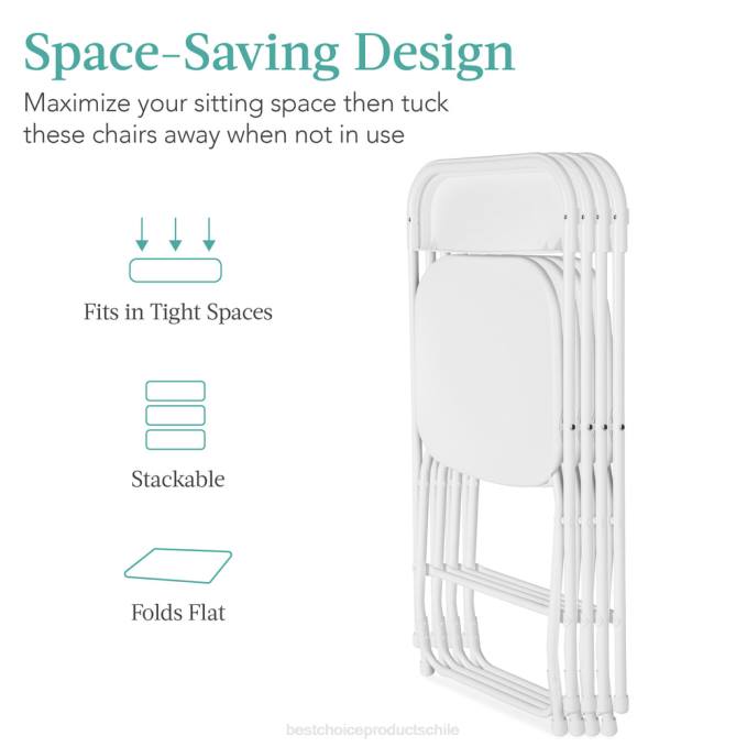estacional Best Choice Products Juego de 4 sillas plegables apilables de plástico con patas antideslizantes. blanco08BN261