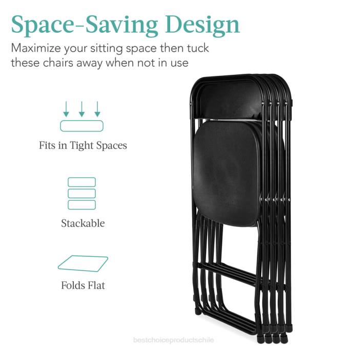 estacional Best Choice Products Juego de 4 sillas plegables apilables de plástico con patas antideslizantes. negro08BN260