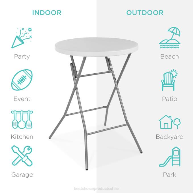 estacional Best Choice Products Mesa plegable con altura de barra, accesorio para interiores y exteriores con tablero grueso blanco08BN232