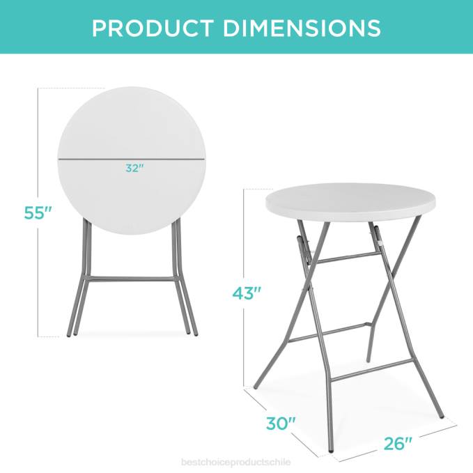 estacional Best Choice Products Mesa plegable con altura de barra, accesorio para interiores y exteriores con tablero grueso blanco08BN232