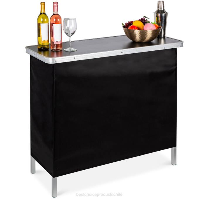 estacional Best Choice Products mesa de bar emergente portátil con estuche de transporte y faldón extraíble negro08BN230
