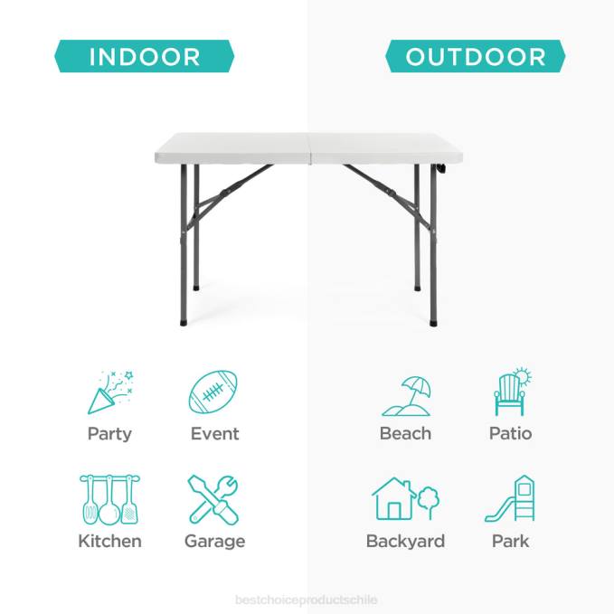 estacional Best Choice Products mesa de comedor plegable portátil de plástico con asa y cerradura blanco08BN226