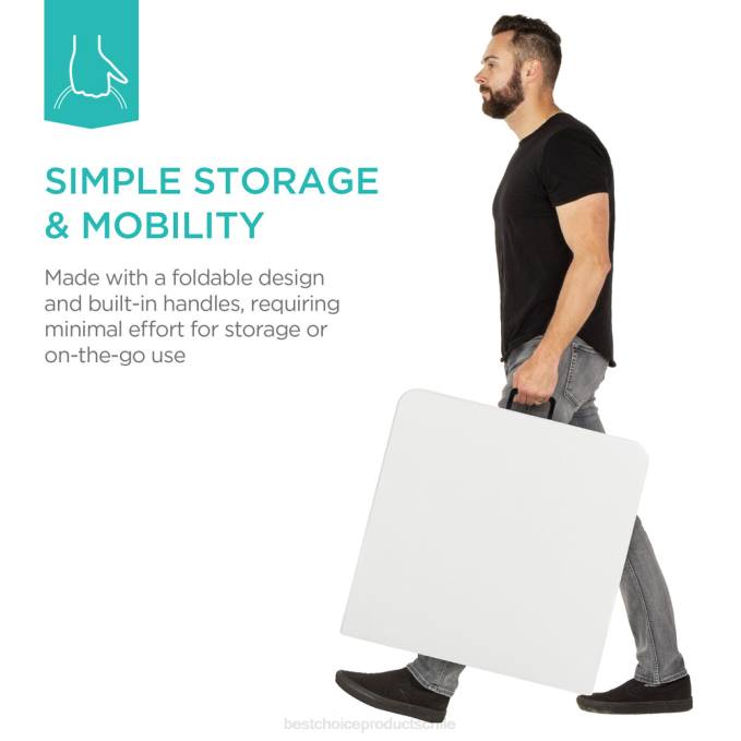 estacional Best Choice Products mesa de comedor plegable portátil de plástico con asa y cerradura blanco08BN226