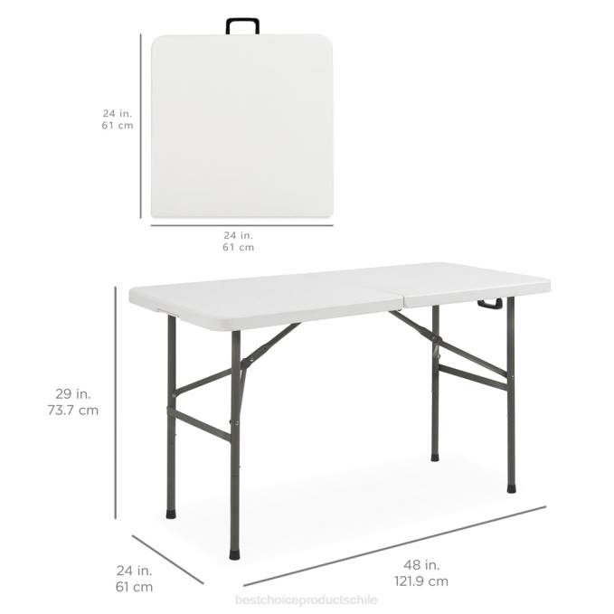 estacional Best Choice Products mesa de comedor plegable portátil de plástico con asa y cerradura blanco08BN226