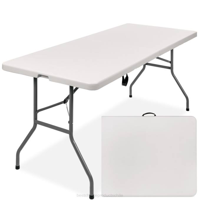estacional Best Choice Products mesa de comedor plegable portátil de plástico con asa y cerradura blanco08BN228