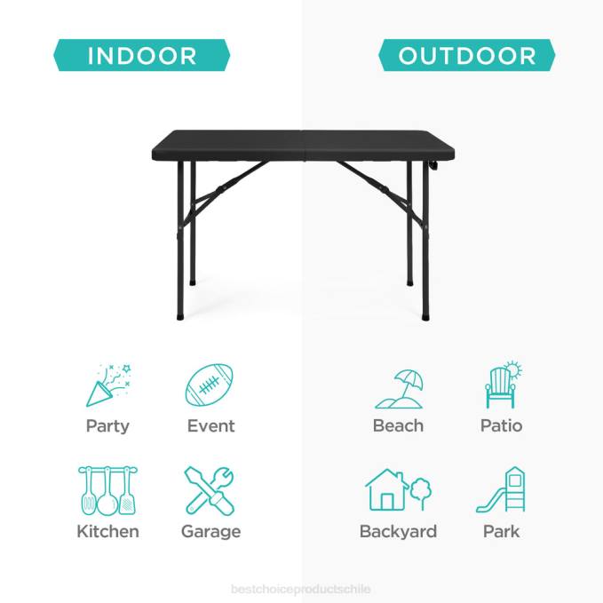 estacional Best Choice Products mesa de comedor plegable portátil de plástico con asa y cerradura negro08BN227