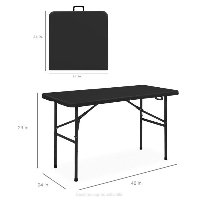 estacional Best Choice Products mesa de comedor plegable portátil de plástico con asa y cerradura negro08BN227