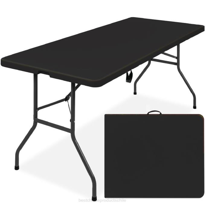 estacional Best Choice Products mesa de comedor plegable portátil de plástico con asa y cerradura negro08BN229