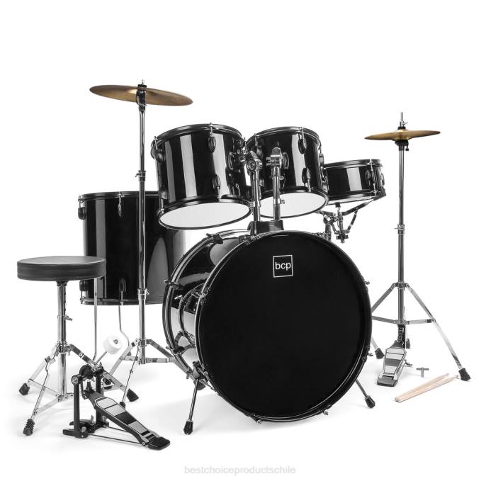 instrumentos musicales | Best Choice Products Batería de tamaño completo de 5 piezas para adultos negro08BN1149