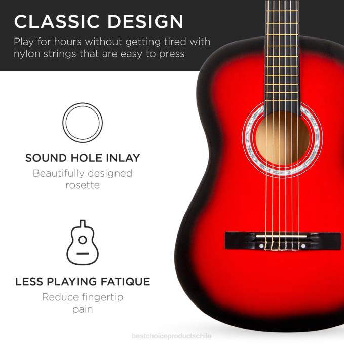 instrumentos musicales | Best Choice Products Juego de guitarra acústica para principiantes con estuche, correa, afinador digital y cuerdas. estallido rojo08BN1114