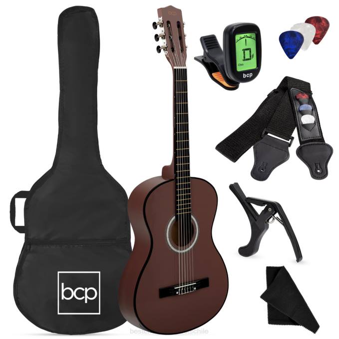 instrumentos musicales | Best Choice Products Juego de guitarra acústica para principiantes con estuche, correa, afinador digital y cuerdas. marron oscuro08BN1119