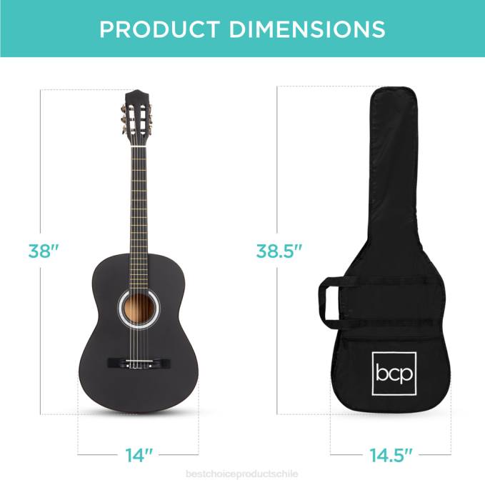 instrumentos musicales | Best Choice Products Juego de guitarra acústica para principiantes con estuche, correa, afinador digital y cuerdas. negro mate08BN1112