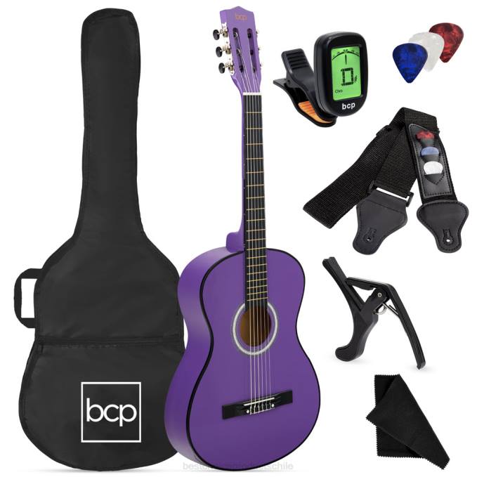 instrumentos musicales | Best Choice Products Juego de guitarra acústica para principiantes con estuche, correa, afinador digital y cuerdas. púrpura08BN1118
