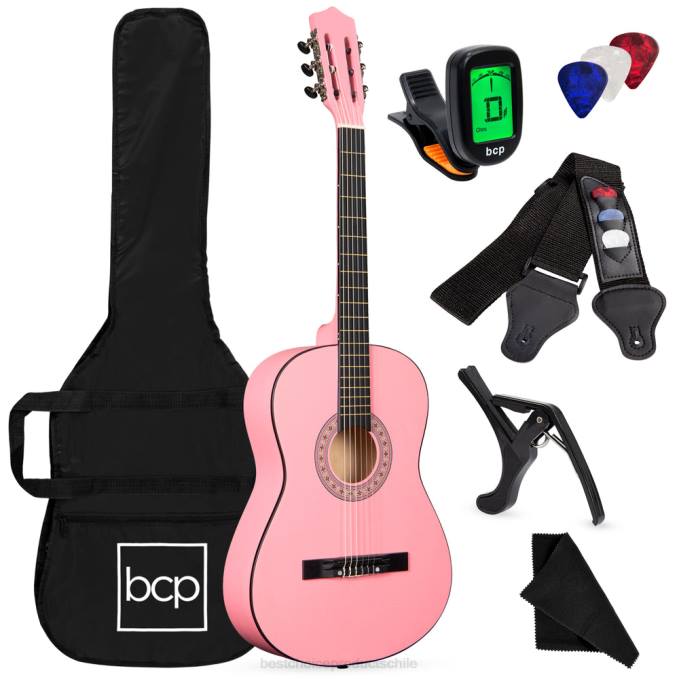 instrumentos musicales | Best Choice Products Juego de guitarra acústica para principiantes con estuche, correa, afinador digital y cuerdas. rosa08BN1116