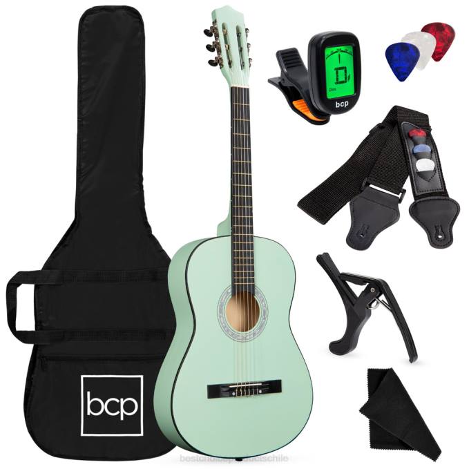 instrumentos musicales | Best Choice Products Juego de guitarra acústica para principiantes con estuche, correa, afinador digital y cuerdas. verde social08BN1115