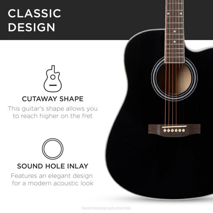 instrumentos musicales | Best Choice Products Juego de guitarra acústica para principiantes de tamaño completo con estuche, correa y cejilla. negro08BN1066