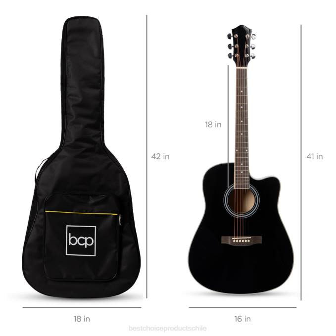 instrumentos musicales | Best Choice Products Juego de guitarra acústica para principiantes de tamaño completo con estuche, correa y cejilla. negro08BN1066