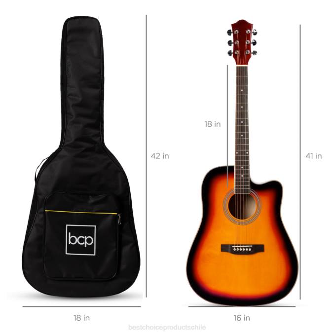 instrumentos musicales | Best Choice Products Juego de guitarra acústica para principiantes de tamaño completo con estuche, correa y cejilla. resplandor solar08BN1067