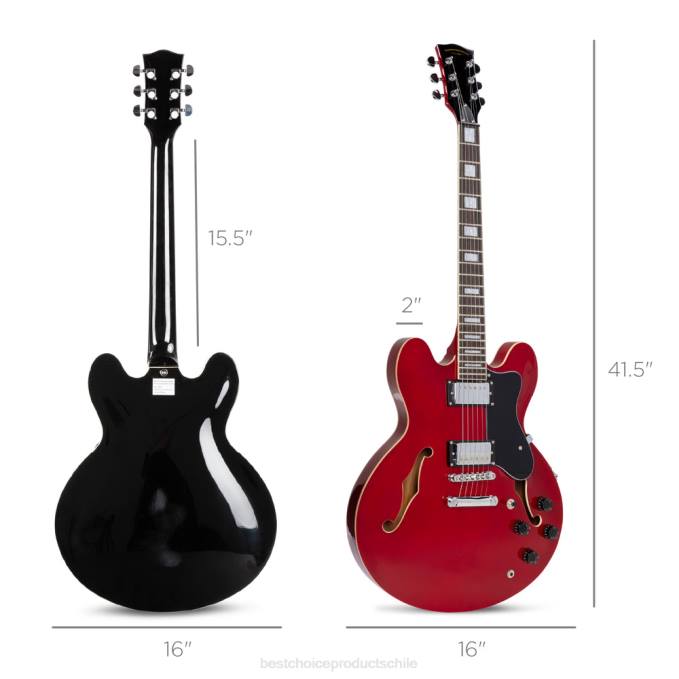 instrumentos musicales | Best Choice Products Juego de guitarra eléctrica con cuerpo semihueco todo incluido. rojo08BN1037