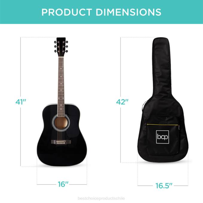 instrumentos musicales | Best Choice Products Kit básico de guitarra acústica de 41 pulgadas con afinador digital, estuche acolchado, púas y correa negro08BN1074