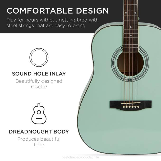 instrumentos musicales | Best Choice Products Kit básico de guitarra acústica de 41 pulgadas con afinador digital, estuche acolchado, púas y correa verde social08BN1077