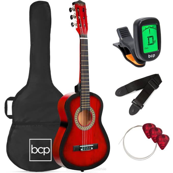 instrumentos musicales | Best Choice Products Kit básico para principiantes de guitarra acústica para niños con estuche de transporte. estallido rojo08BN1041