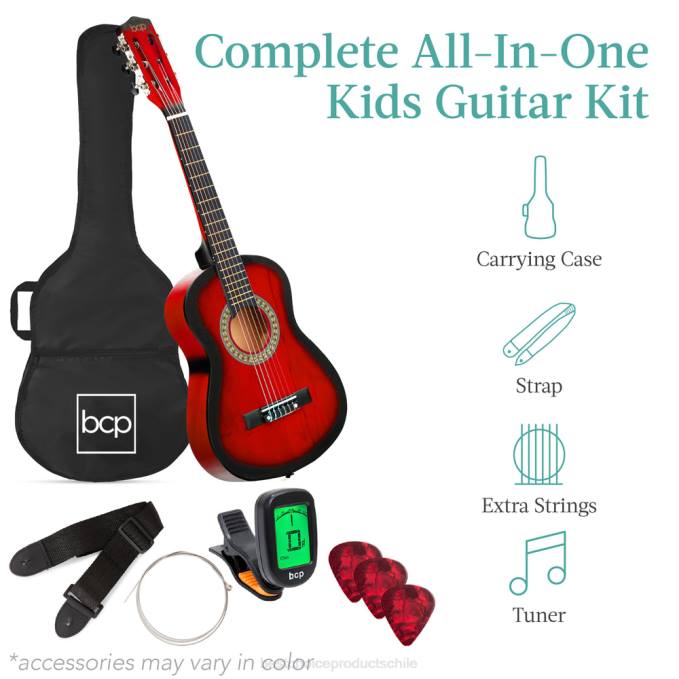 instrumentos musicales | Best Choice Products Kit básico para principiantes de guitarra acústica para niños con estuche de transporte. estallido rojo08BN1041