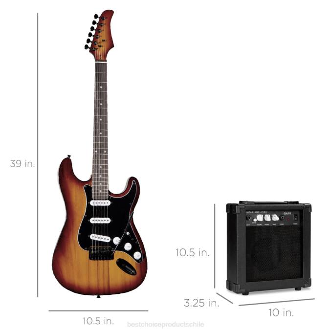 instrumentos musicales | Best Choice Products Kit de guitarra eléctrica para principiantes con estuche, amplificador de 10 vatios y barra de trémolo. Borbón08BN1104