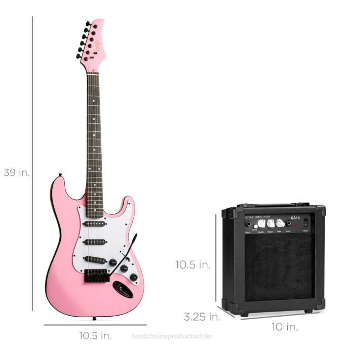 instrumentos musicales | Best Choice Products Kit de guitarra eléctrica para principiantes con estuche, amplificador de 10 vatios y barra de trémolo. rosa08BN1105